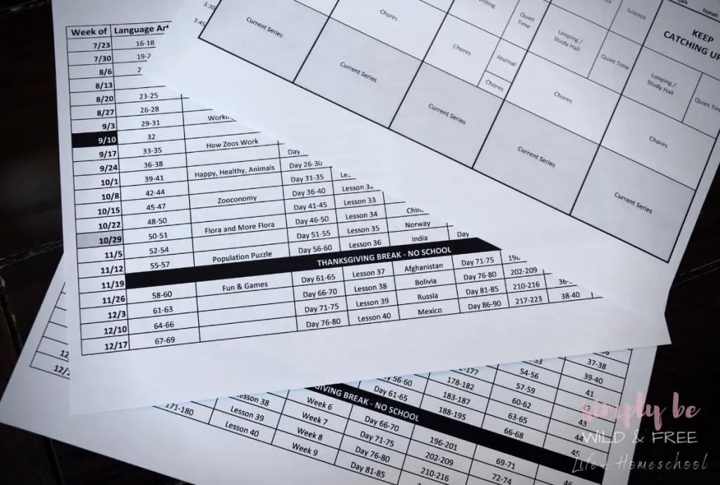 Printable Pacing Guides & Homeschool Schedules