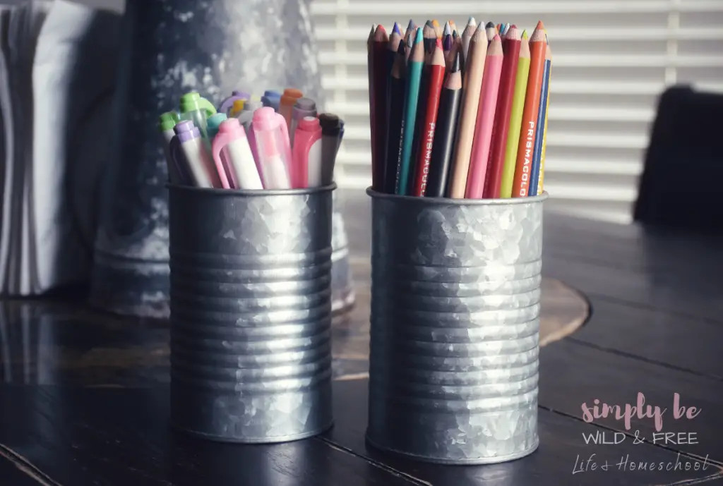 Utilize Pencil Holders for Simple Homeschool Organization