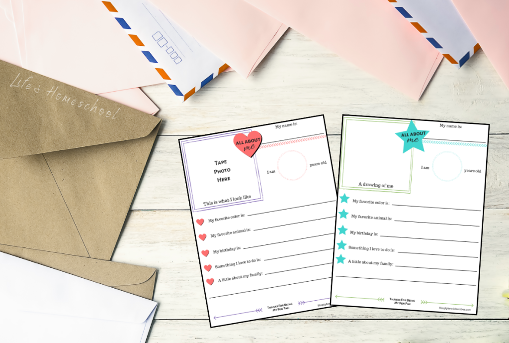 All About Me Printable Pen Pal Activities