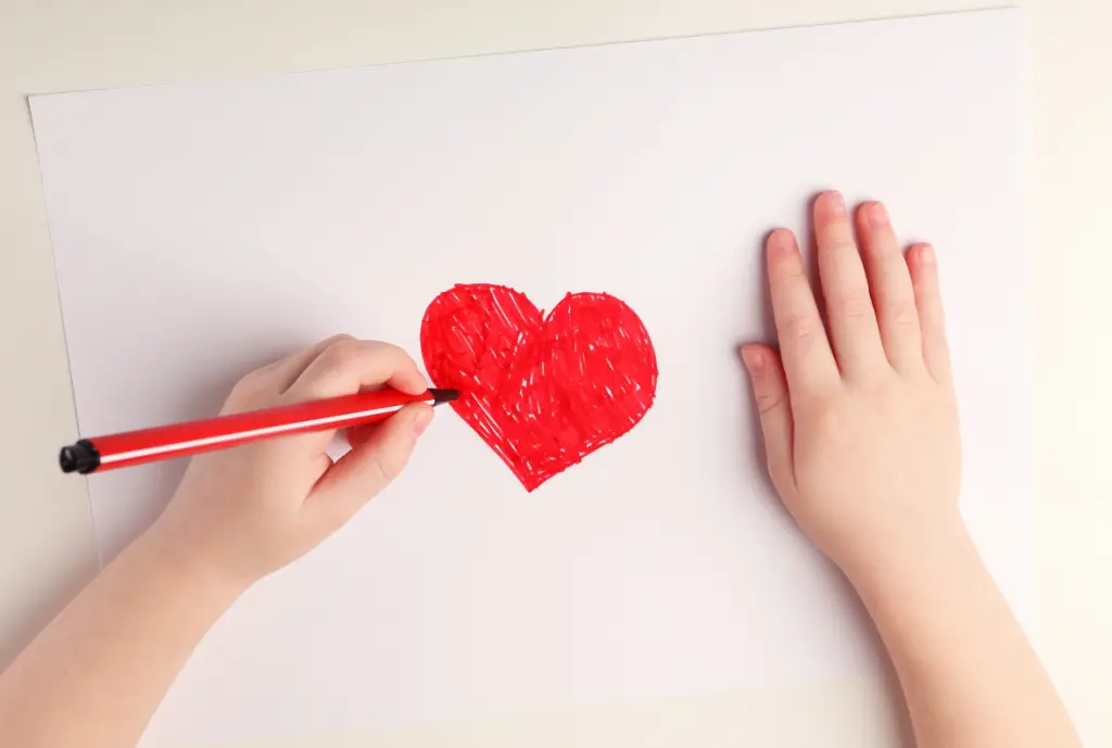 Drawing a Heart for a Simple Father's Day Craft for Kids