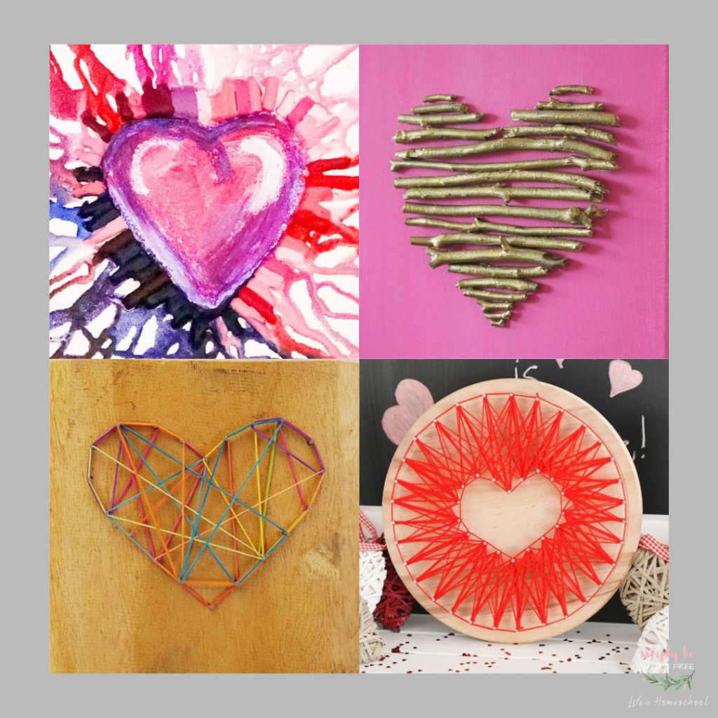 Canvas Hearts & String Art Valentine's Day Activities