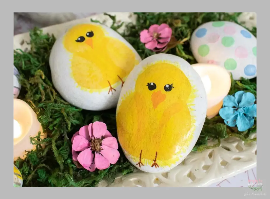 Easter Chicks & Egg Painted Rocks