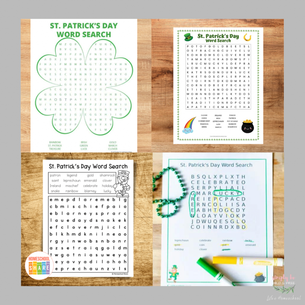 St. Patricks Day Printable Word Search Activities