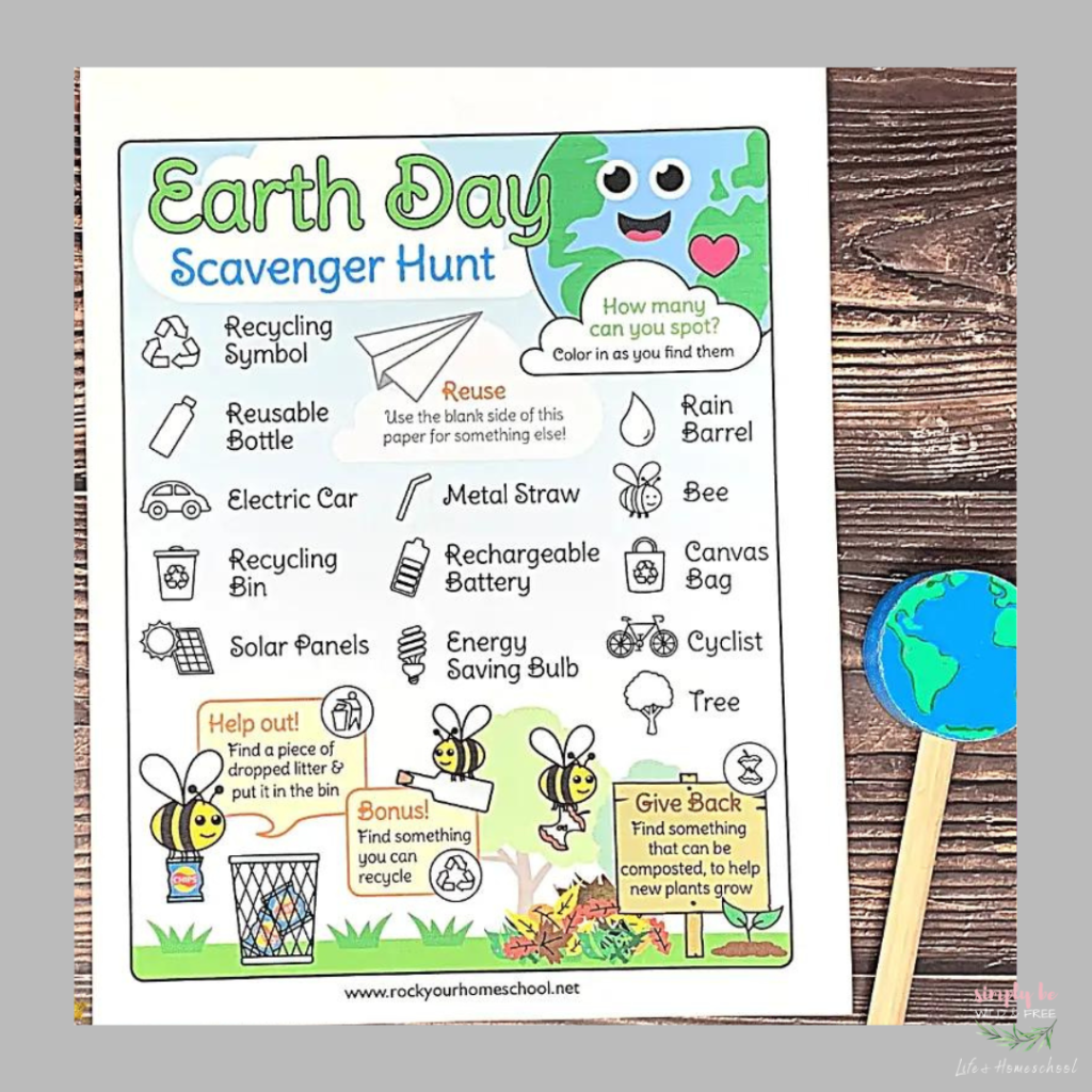 Earth Day Scavenger Hunt Activity Sheet