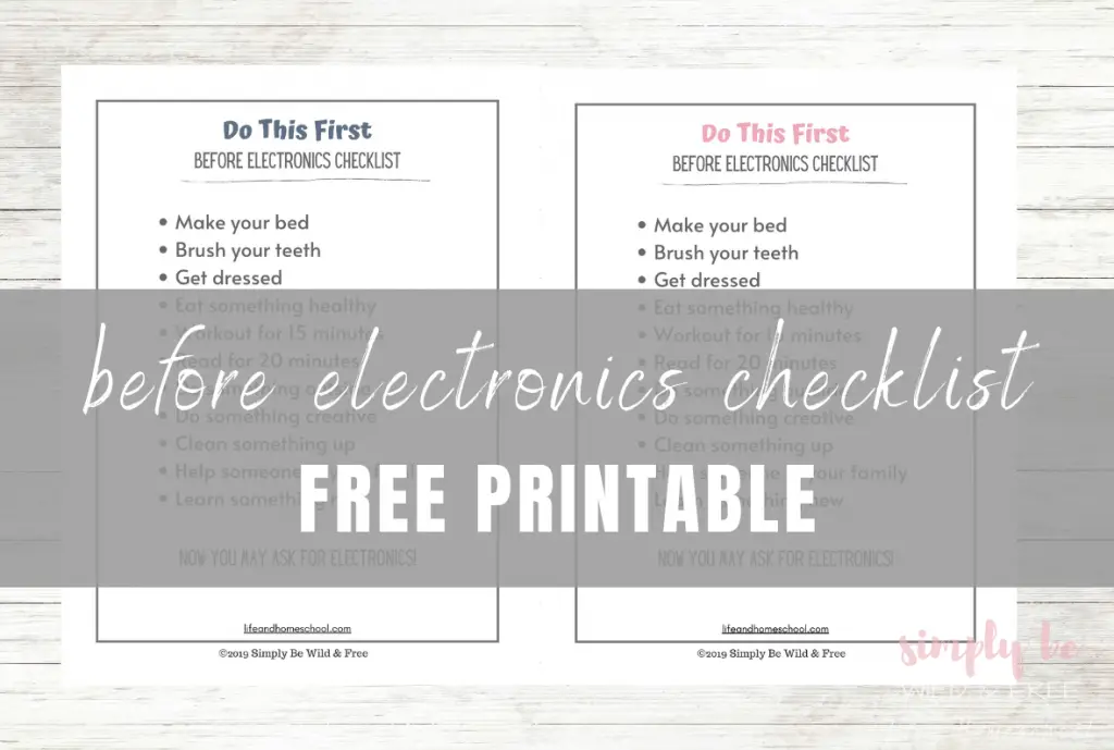 Before Electronics Checklist Printable - Screen Time Rules for Kids