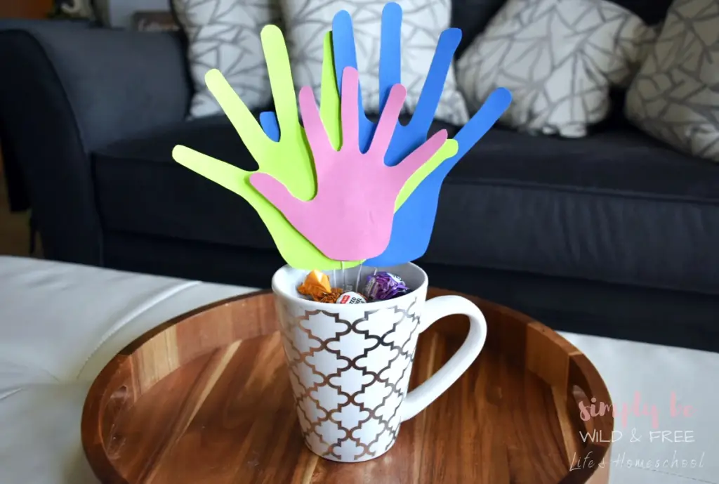 Adorable Mother's Day Hand Craft bouquet in coffee mug
