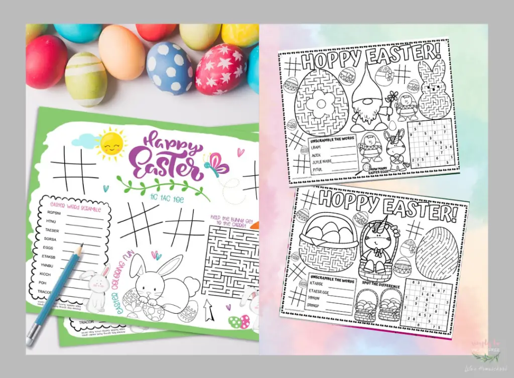 Adorable Printable Easter Placemats for Kids