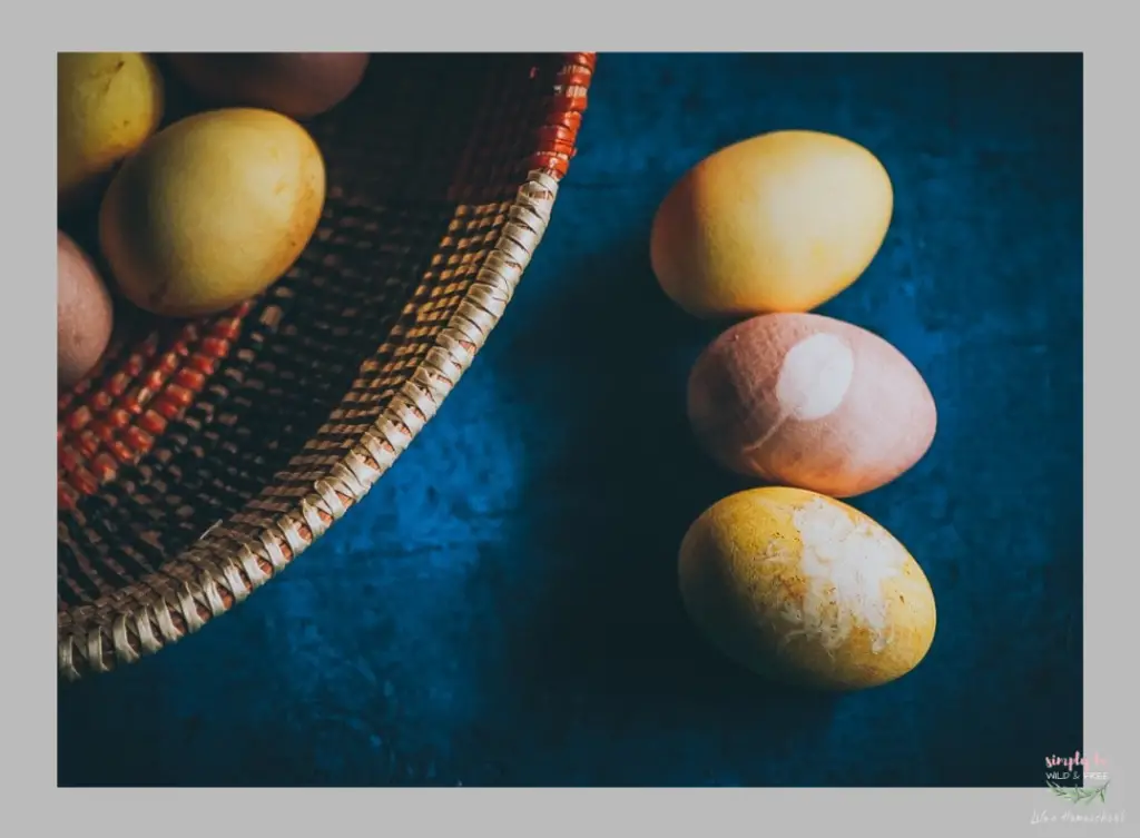 Naturally Dyed Easter Eggs in Yellow & Pink