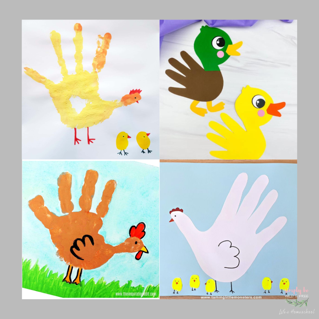 Chicken and Duck Handprint Crafts for Kids