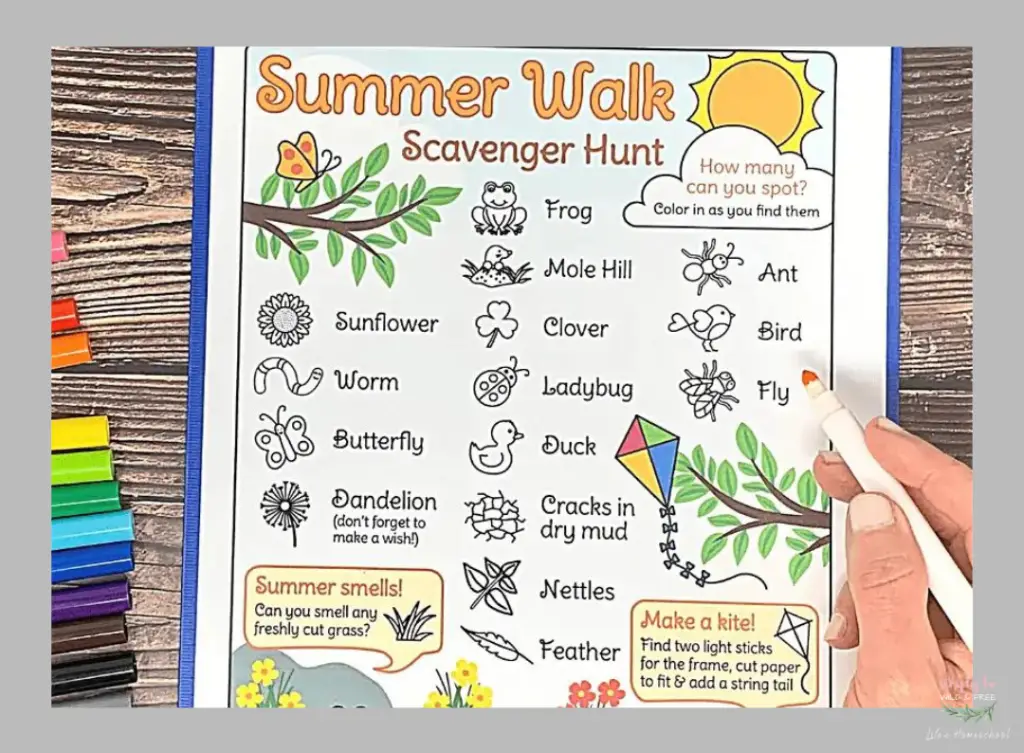 Summer Scavenger Hunt Summer Activity Sheet