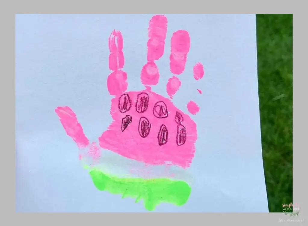 Summer Watermelon Handprint Craft for Kids