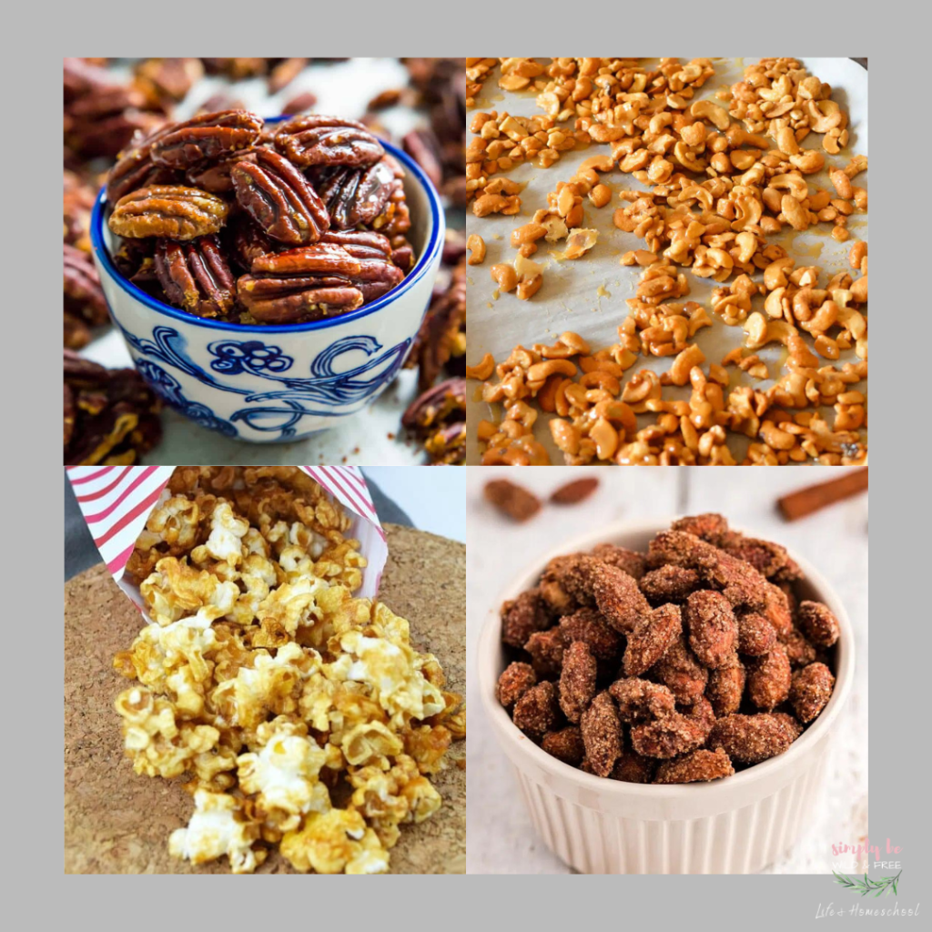 Sweet Candied Nuts & Carmel Popcorn Recipes