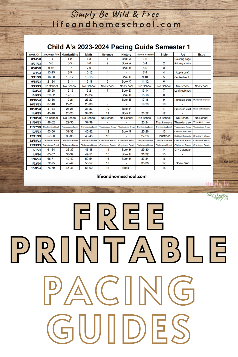 Printable Pacing Guides