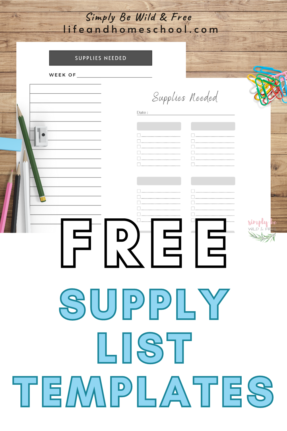 Printable Supply List