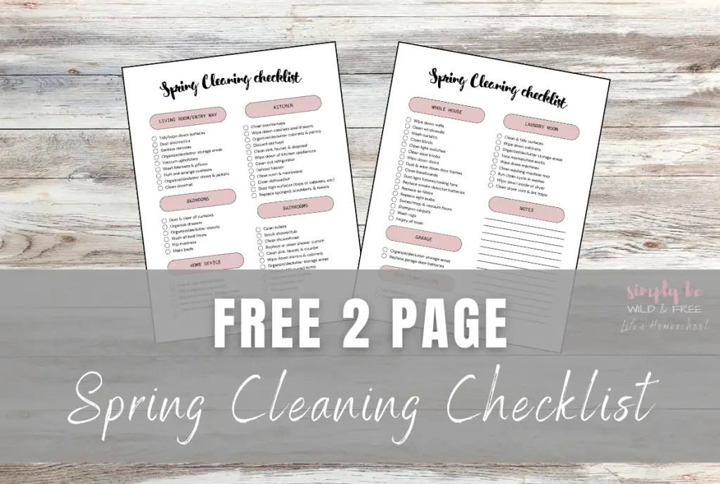 Free 2 Page Spring Cleaning Checklist